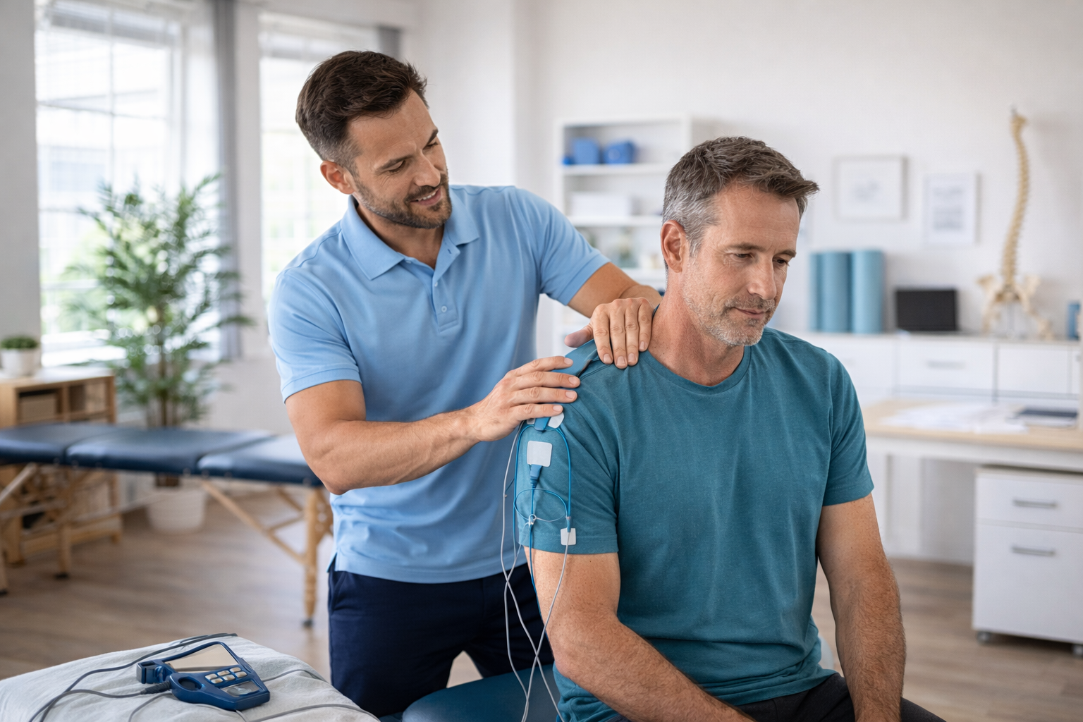 Trattamento di fisioterapia con terapia manuale e strumentale per dolore alla spalla