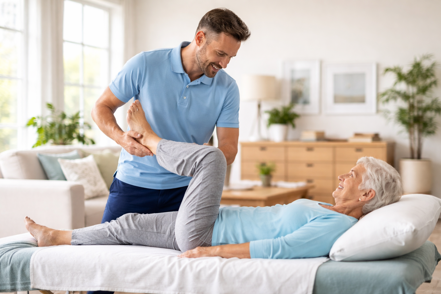 Fisioterapia domiciliare con trattamento riabilitativo a casa del paziente