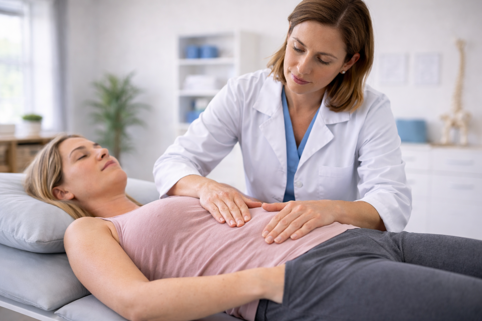 Trattamento di osteopatia donna in gravidanza con approccio manuale specializzato